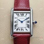 K11 Factory V3 Swiss Replica Cartier Tank Must Ultra-thin Quartz Watch Red Leather Strap